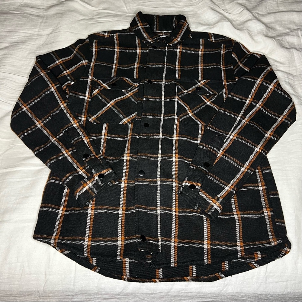 COPY - Zara Black, Rustic Orange and White Plaid Jacket - Size S